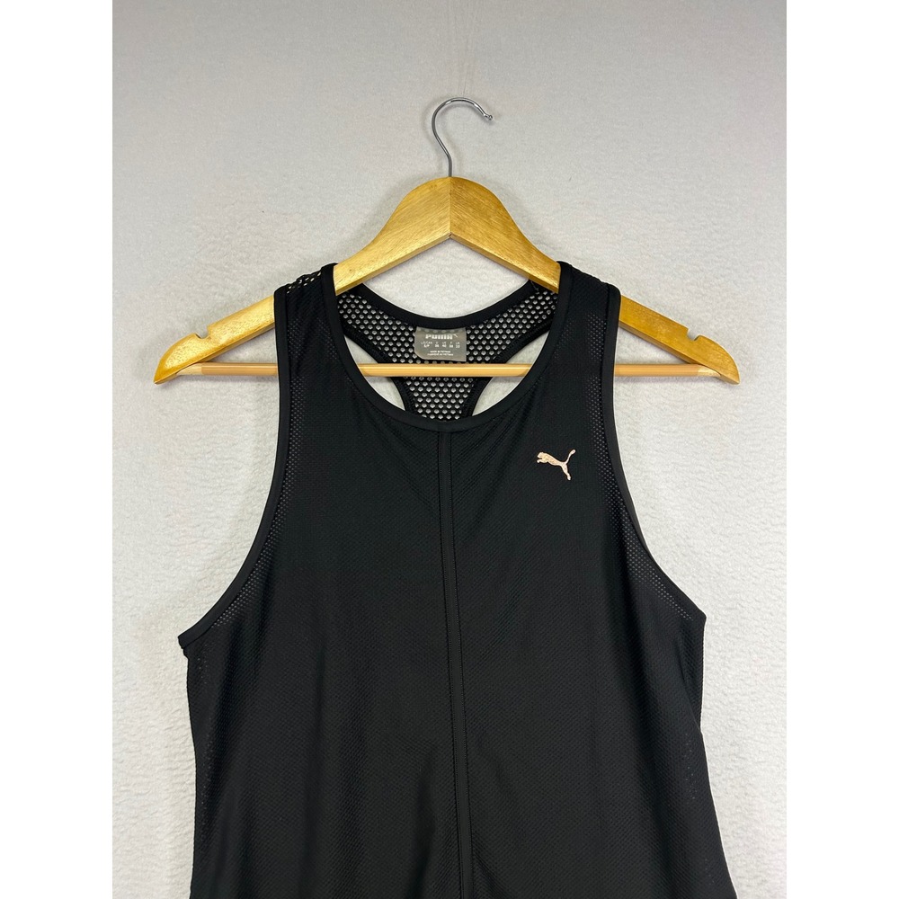 Athletic Puma Womens Sm Black Mesh Racerback Tank Top Rose Gold Logo 515713-01 - Picture 7 of 10